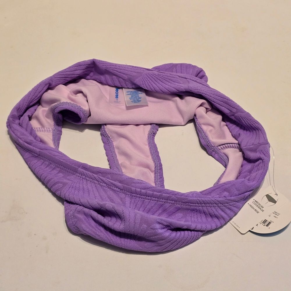 Decree Purple Sea Shell Swim Bottom High Rise Medium Coverage Size Small - Picture 3 of 5
